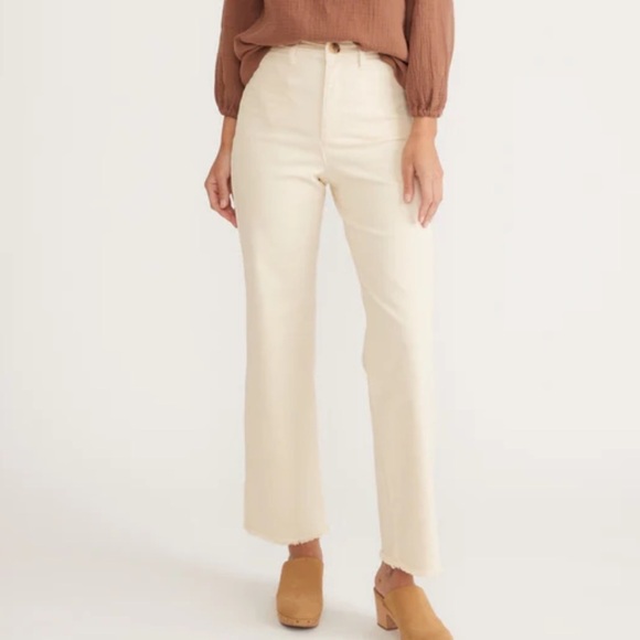 Marine Layer Bridget Full Length Raw Edge Pant in Cream Size 4 - Picture 1 of 10
